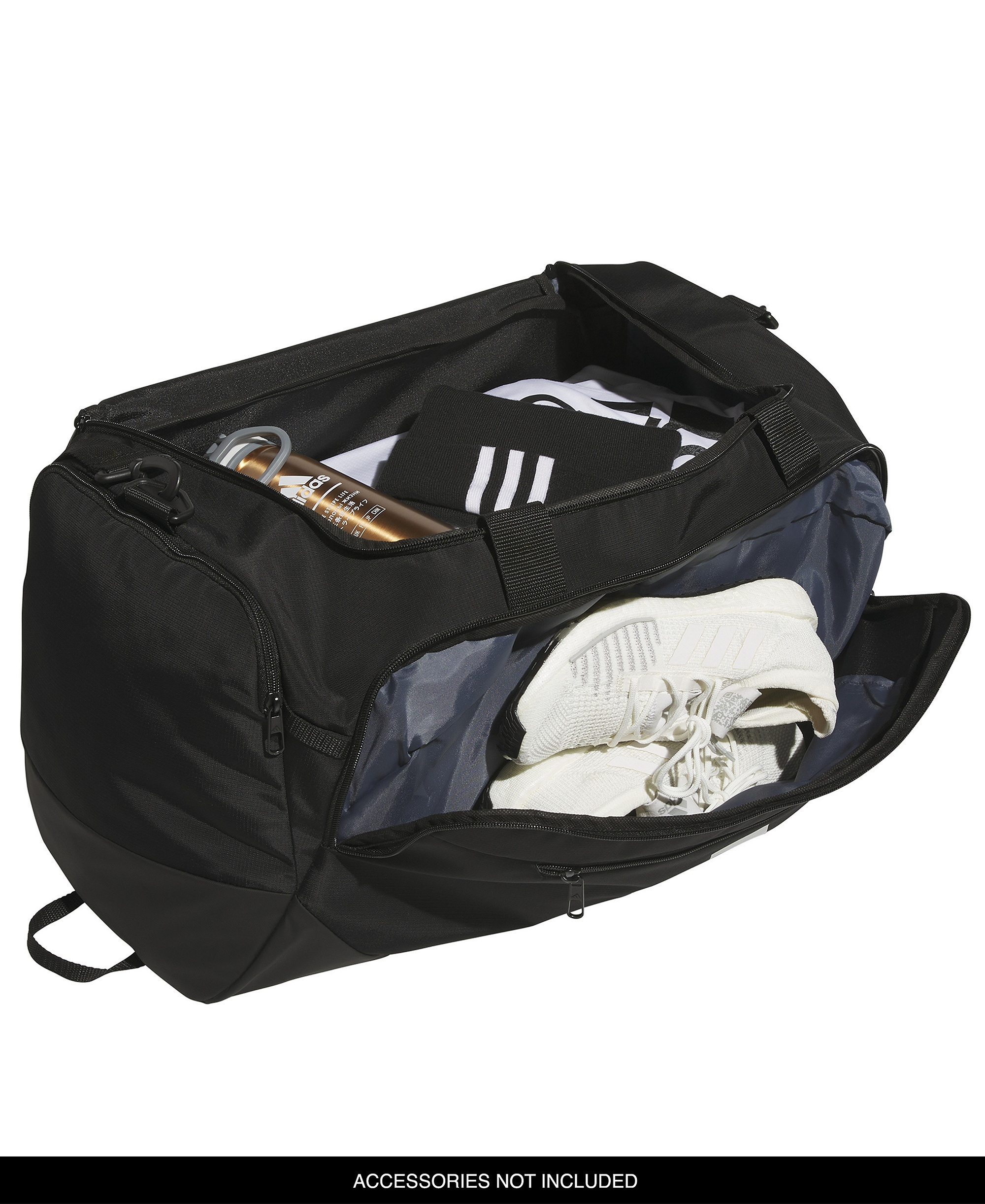 adidas Men's Medium Defender Logo Duffel Bag - Black/Silver