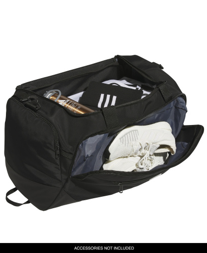 adidas Men's Medium Defender Logo Duffel Bag - Black/Silver