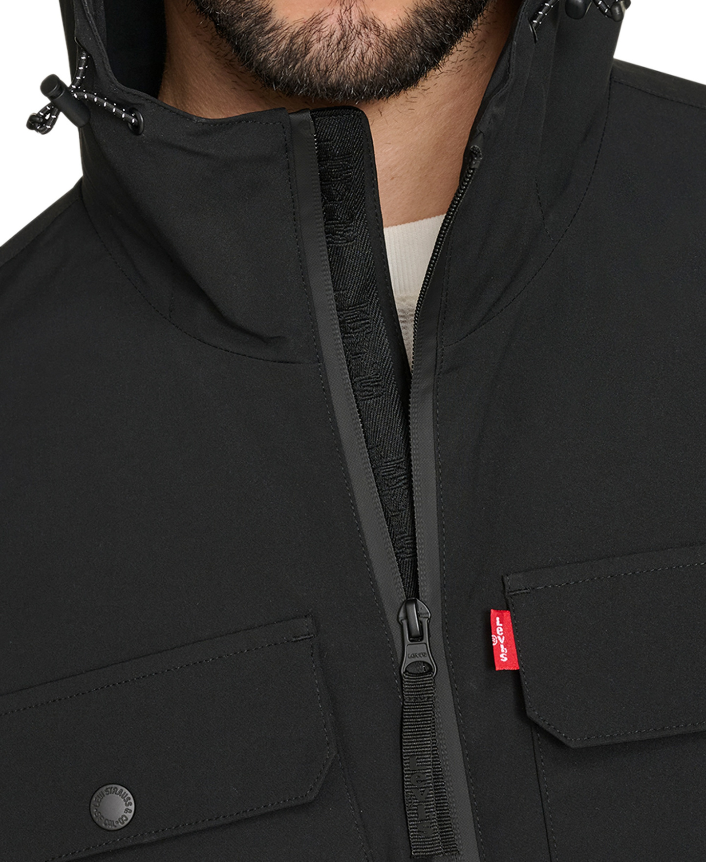 Levi's Men's Hooded Rain Jacket - Black
