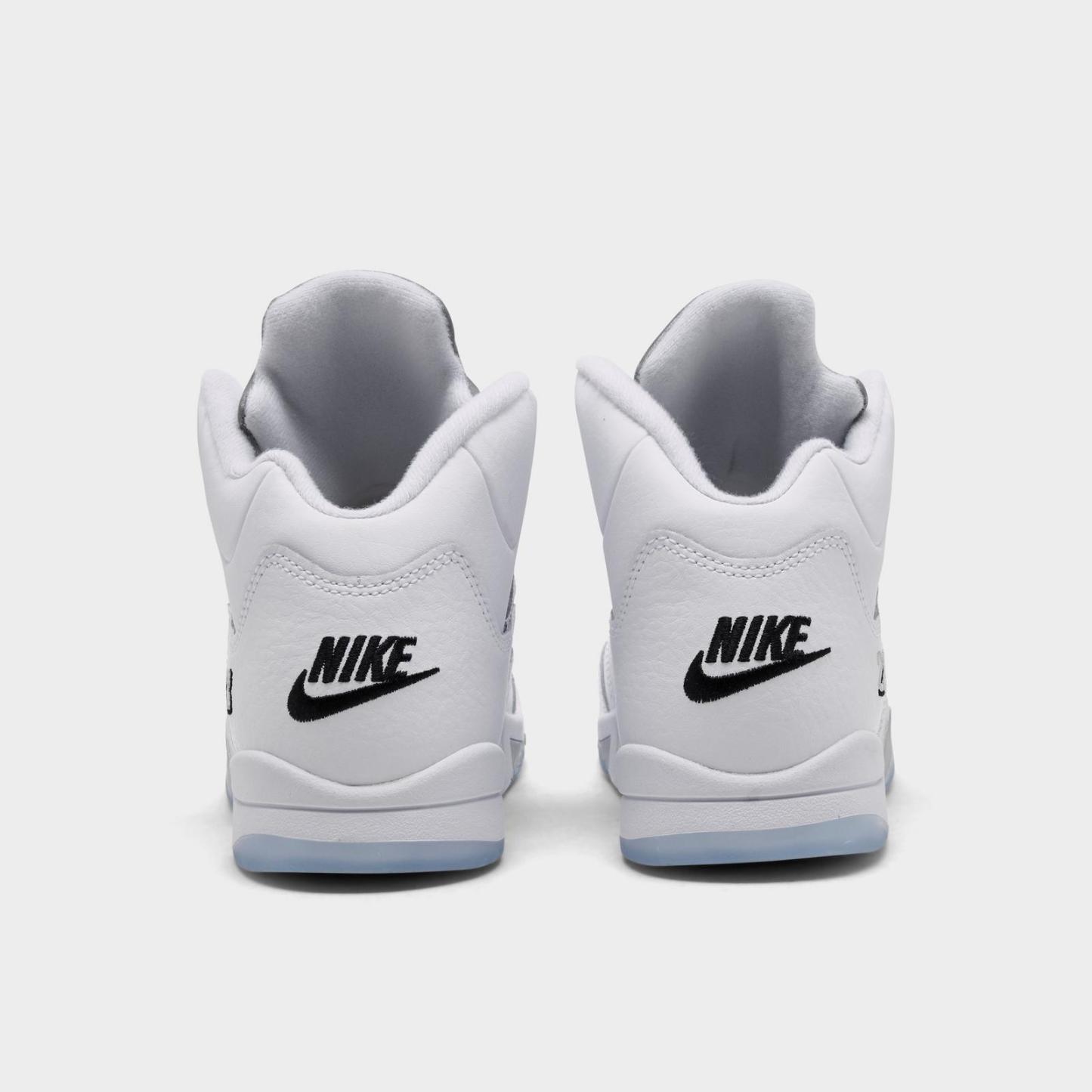 Little Kids' Air Jordan Retro 5 Basketball Shoes - White/Metallic Silver/Black - view 4