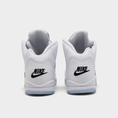 Little Kids' Air Jordan Retro 5 Basketball Shoes - White/Metallic Silver/Black - view 4