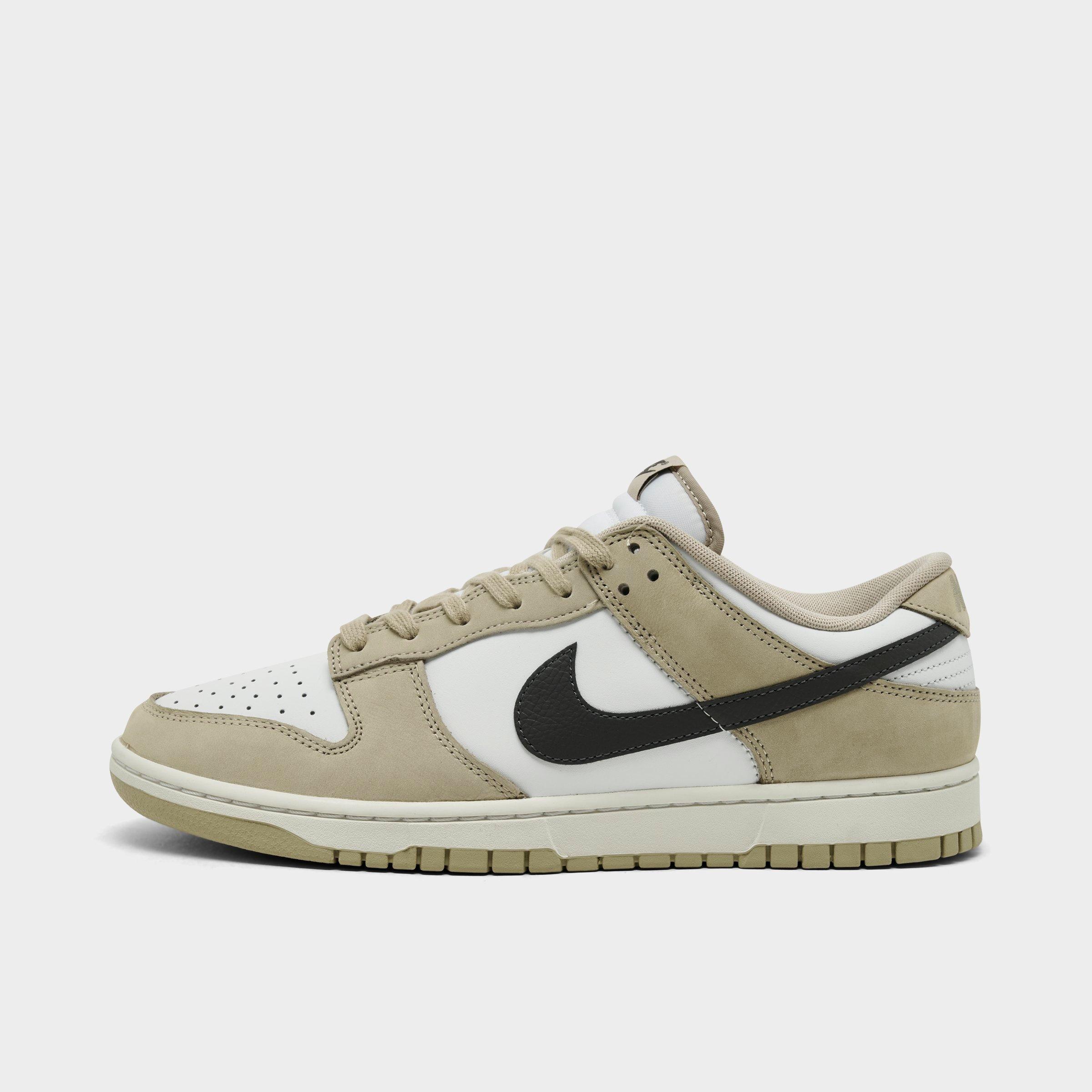 Men's Nithtke Dunk Low Retro Casual Shoes - Part 3 - Desert Khaki/Medium Ash/Summit White - Left shoe facing left. Outside of the shoe.