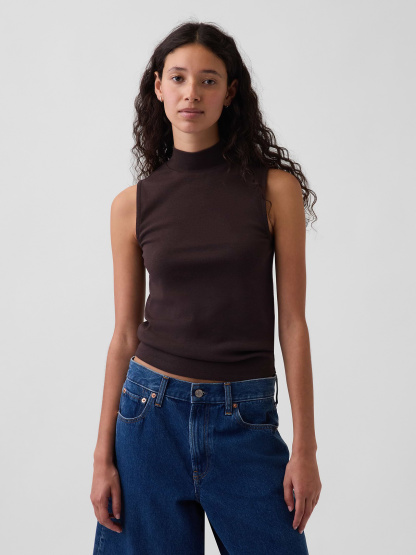 Modern Mockneck Tank Top - Terra brown