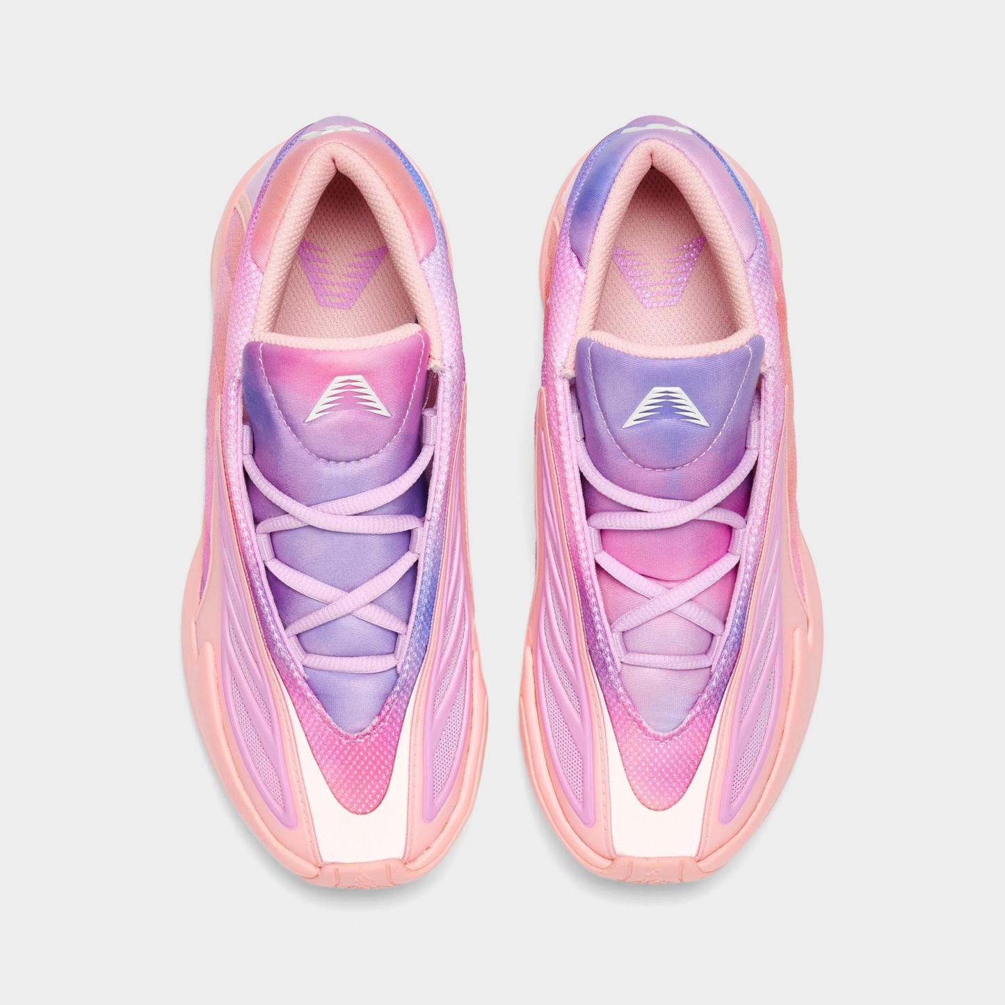 Little Kids' adidas Anthony Edwards 2 Basketball Shoes - Haze Coral/Bliss Lilac/Zero Metallic - Top view