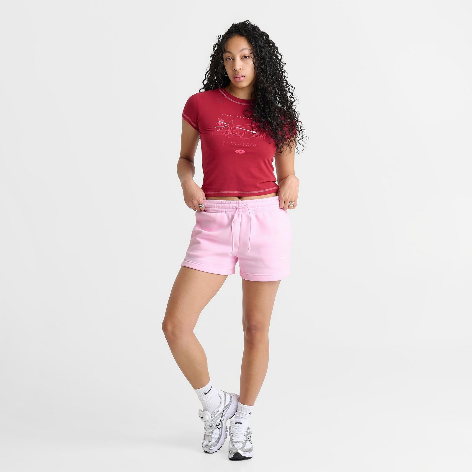 Women's Nike Sportswear Phoenix Fleece Mid-Rise 4" Shorts - Pink Foam
