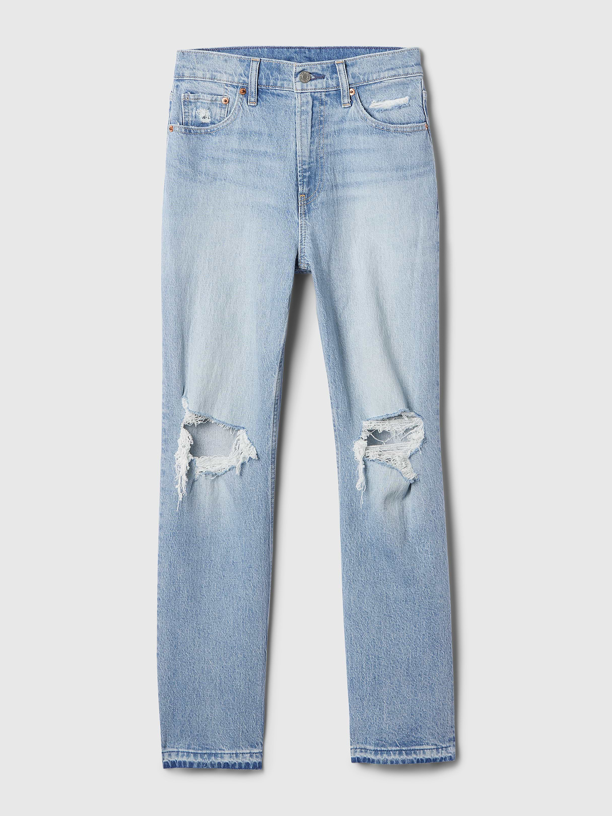High Rise Cheeky Straight Jeans - Medium vintage destroy