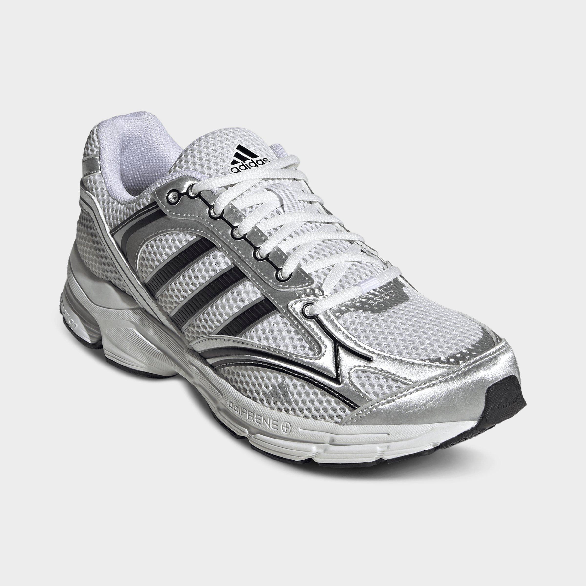 Men's adidas Spiritain 2000 Casual Shoes - Part 1 - Cloud White/Silver Metallic/Core Black - Both shoes facing left