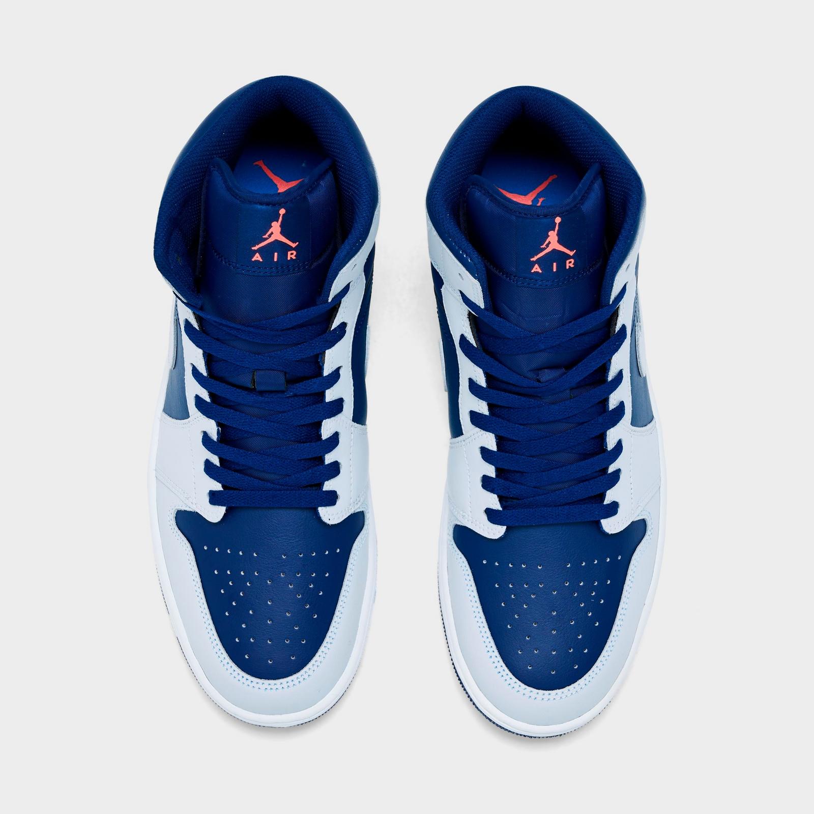 Men's Air Jordan Retro 1 Mid Casual Shoes - Blue Void/Summit White/Hot Lava/Pure Platinum - view 5