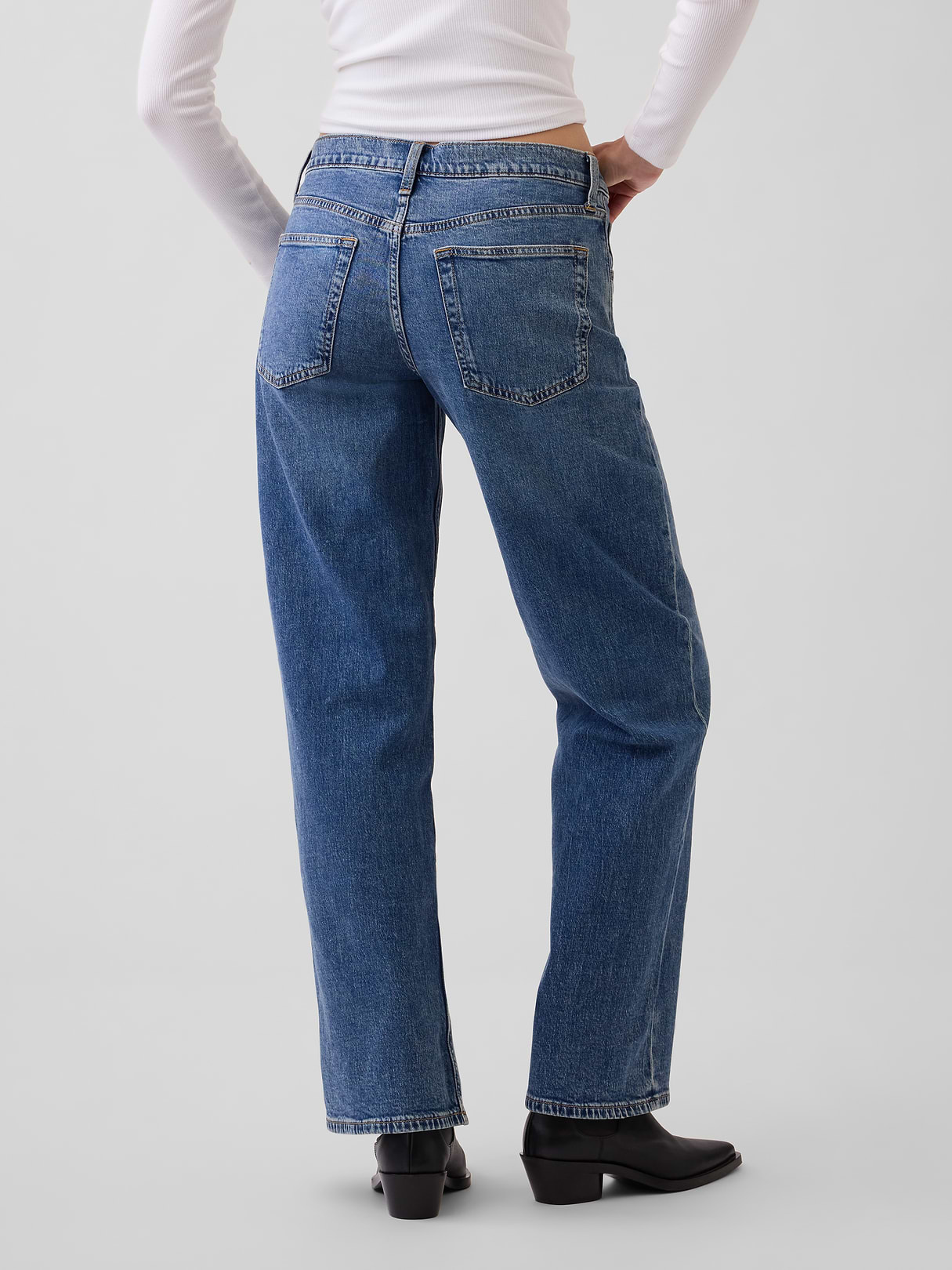 Low Rise Drawcord '90s Loose Jeans - Medium indigo