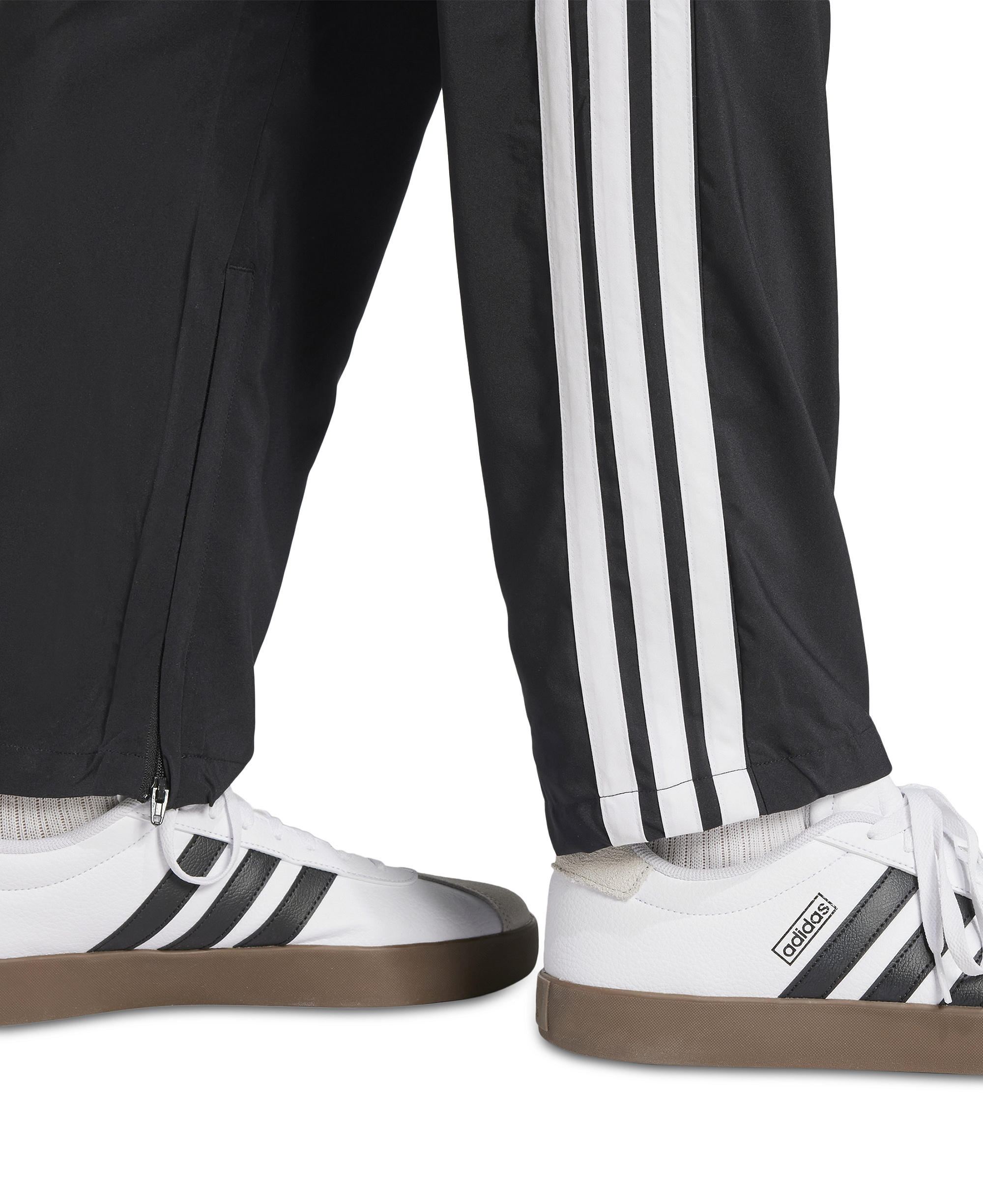 adidas Men's Stanford Essential Three-Stripes Open Hem Track Pants - Blk/white