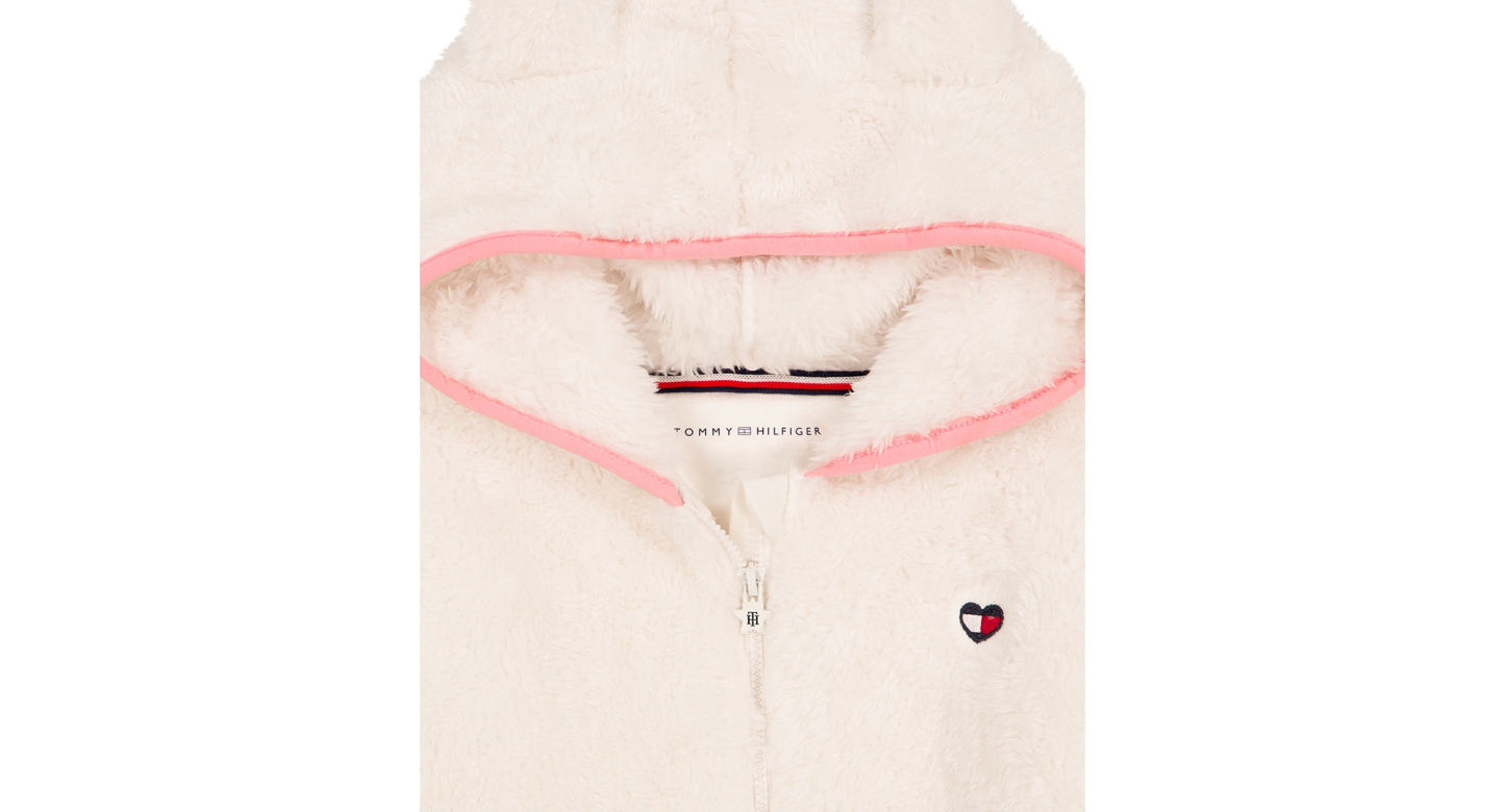 Tommy Hilfiger Baby Girls' Sherpa Full-Zip Hoodie, T-Shirt and Wide-Leg Pants, 3-Piece Set - Egret/Sea Pink