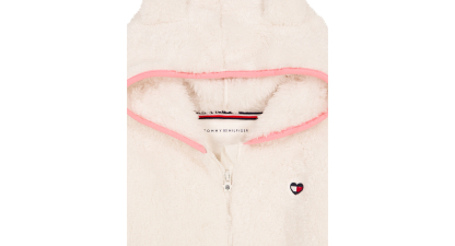 Tommy Hilfiger Baby Girls' Sherpa Full-Zip Hoodie, T-Shirt and Wide-Leg Pants, 3-Piece Set - Egret/Sea Pink