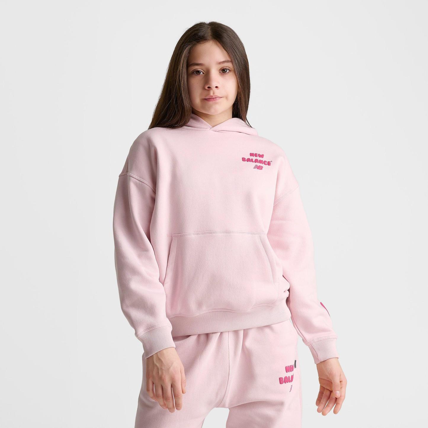 Girls' Big Kids' New Balance Heart Bubble Pullover Hoodie - Rose Sugar - view 4