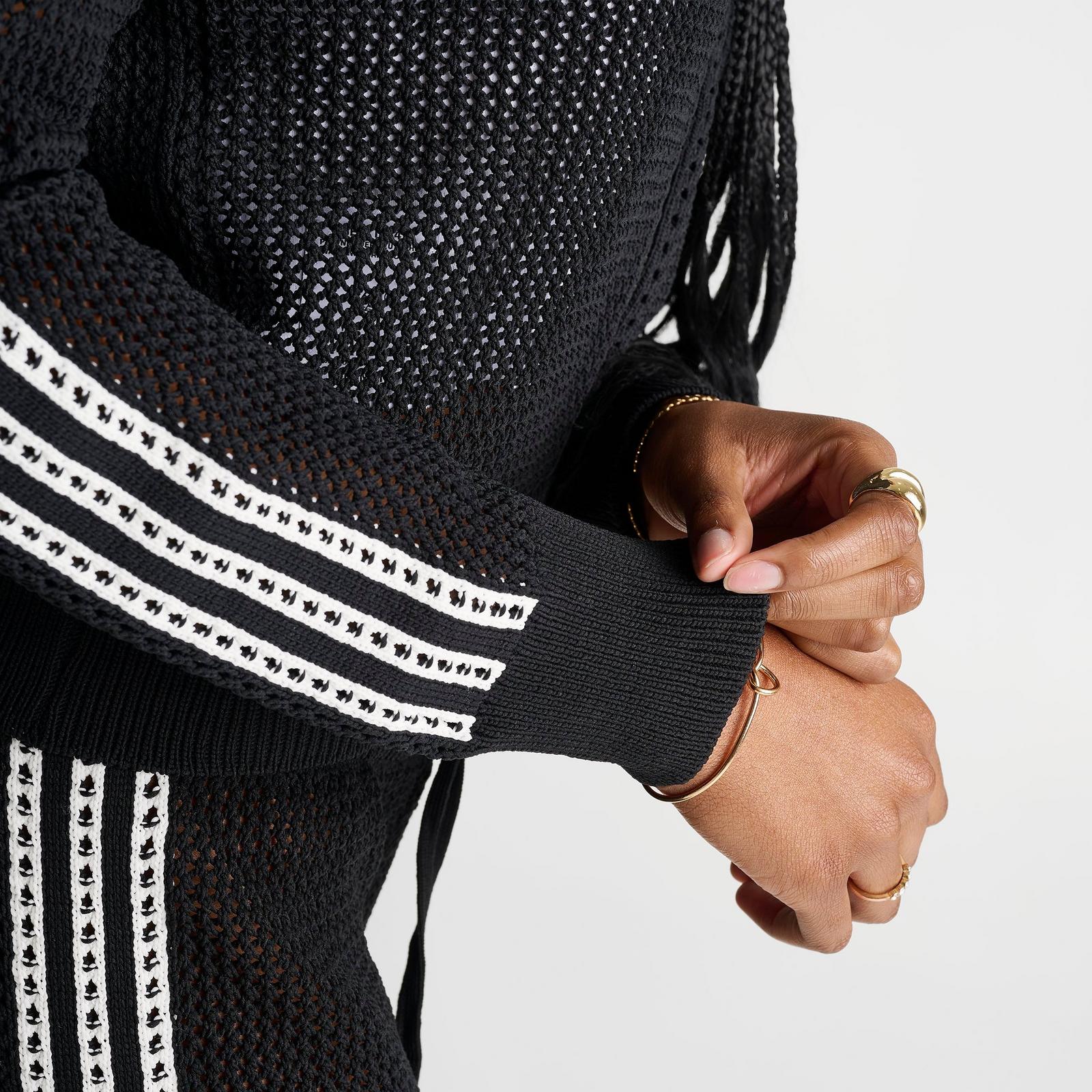 Women's adidas Originals Knitted Crochet Firebird Track Top - Black - view 6