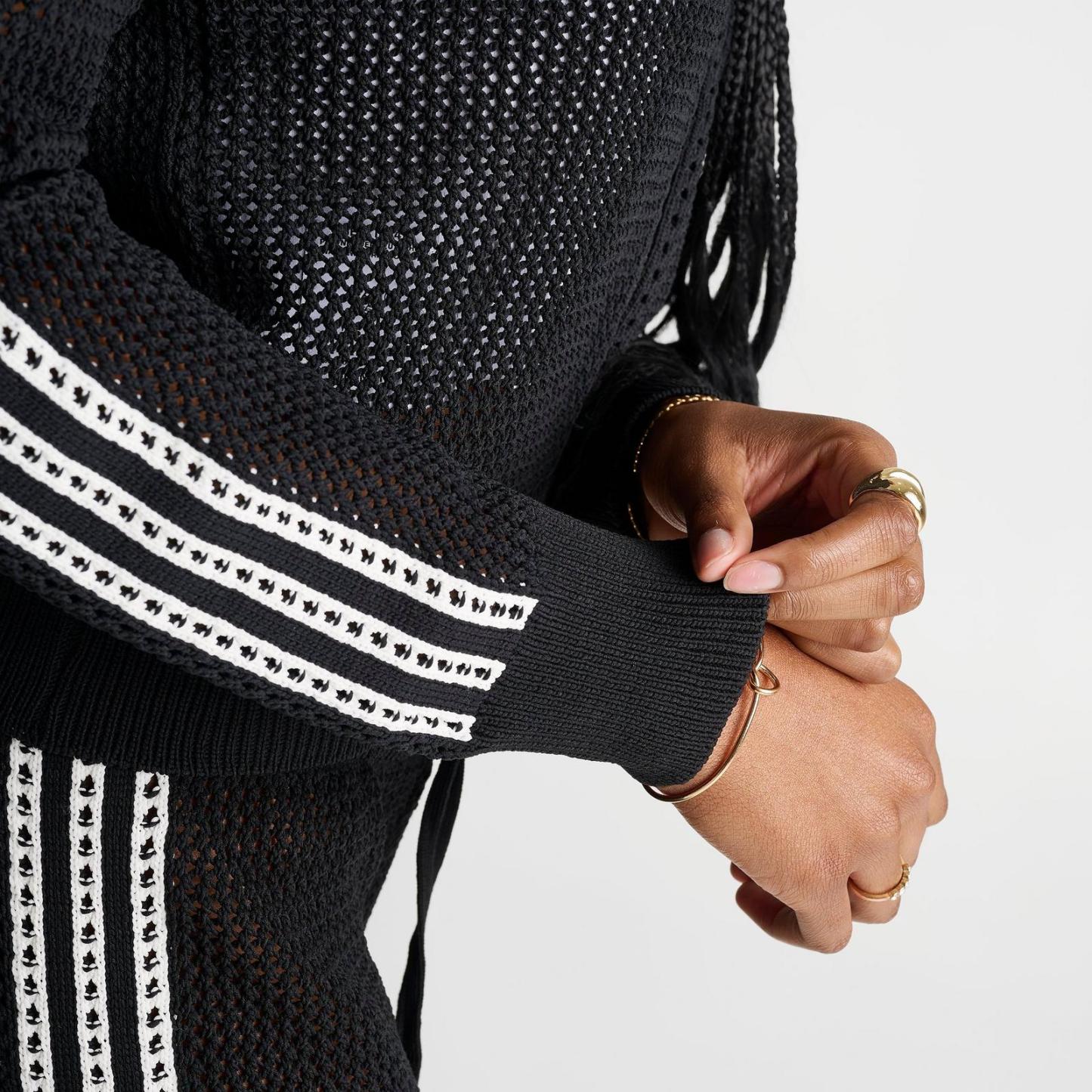 Women's adidas Originals Knitted Crochet Firebird Track Top - Black - view 6