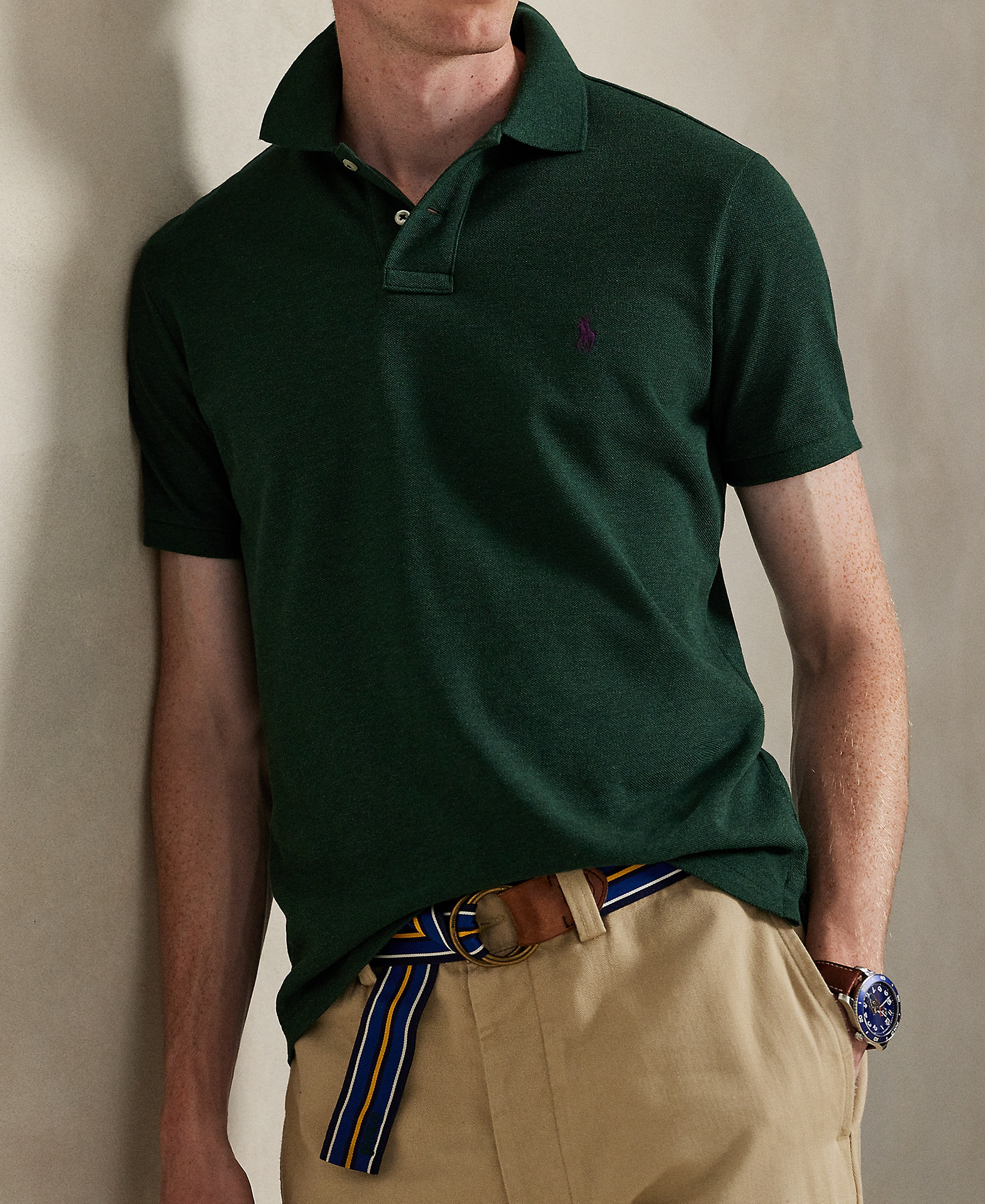 Polo Ralph Lauren Men's Classic-Fit Mesh Polo Shirt - Scotch Pine Heather