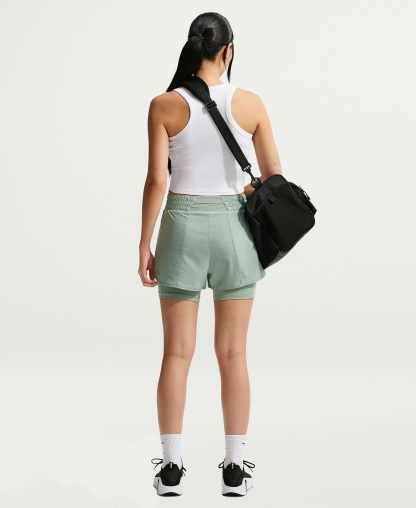 Nike Women's One Dri-Fit High-Waist 2-in-1 Shorts - Steam/white
