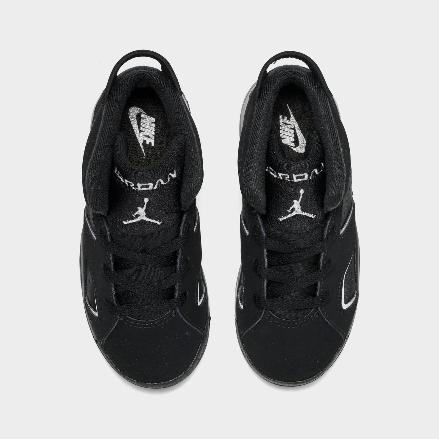 Kids' Toddler Air Jordan Retro 6 Basketball Shoes - Black/Reflect Silver/Black - view 5