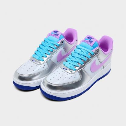 Women's Nithtke Air Force 1 '07 "WNBA All-Star Weekend" Casual Shoes - Chrome/Fuschia Flow/Pure Platinum - Both shoes facing left