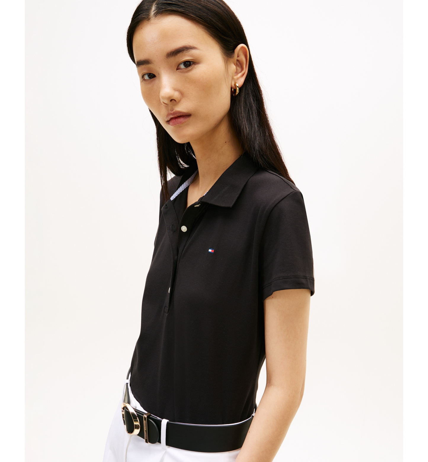 Tommy Hilfiger Women's Classic Pique Short-Sleeve Polo T-Shirt - Black