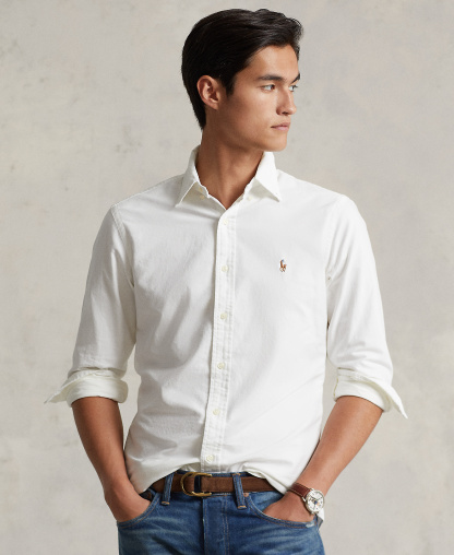 Polo Ralph Lauren Men's Classic-Fit Plaid Brushed Oxford Shirt - White