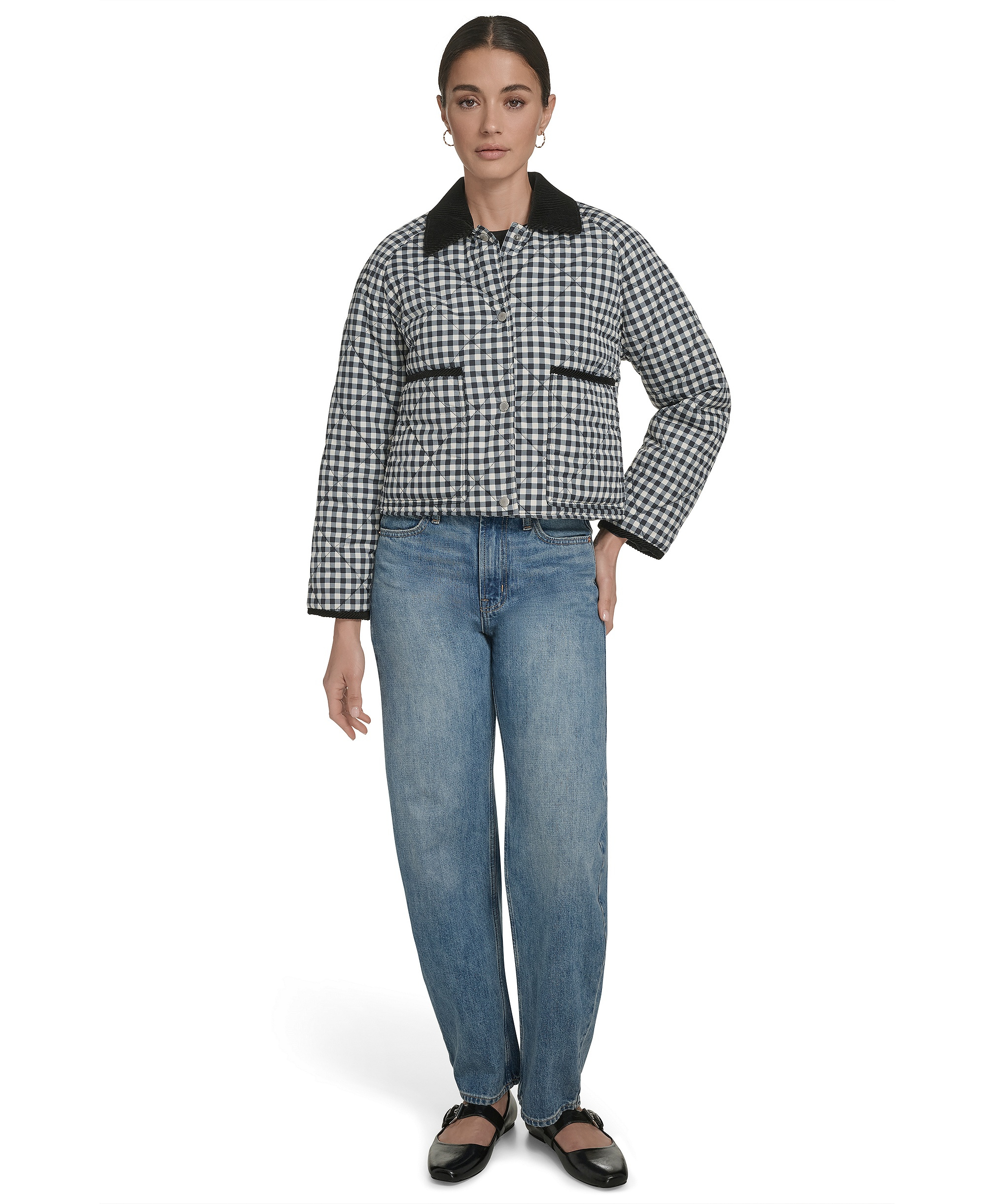 Levi's Women's Diamond Quilted Jacket - Black/white Gingham