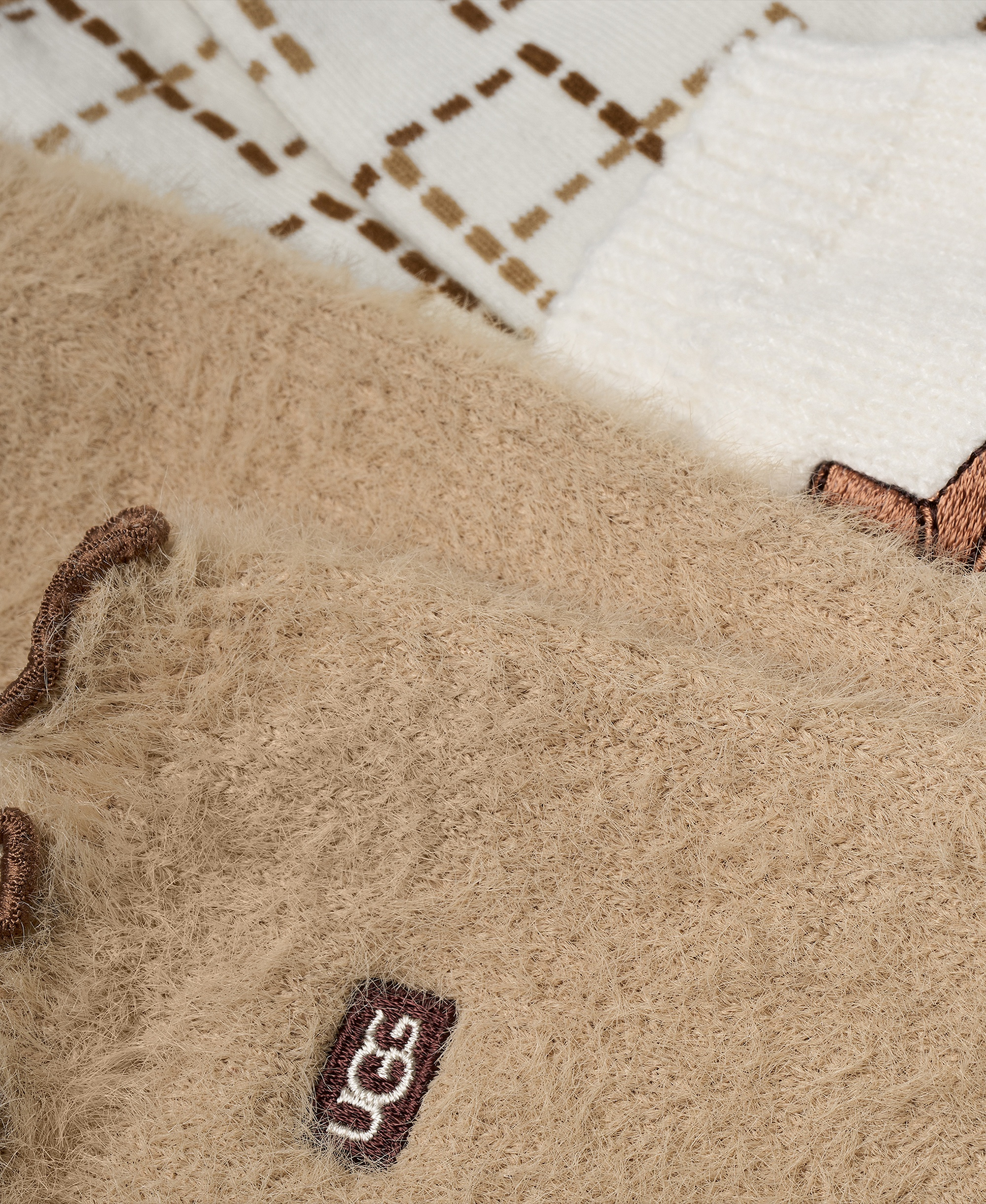 UGG® Women's Fuzzy Crew Socks, 3-Pair - Classic Boot / Plaid / Sand