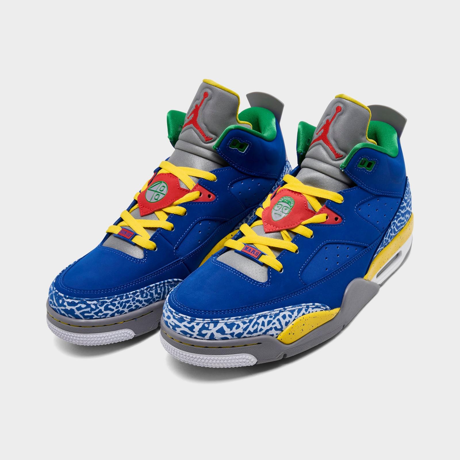 Men's Air Jordan Son of Mars Low Casual Shoes - Game Royal/Tour Yellow/Cement Grey/White - Left shoe facing left. Outside of the shoe. - view 2