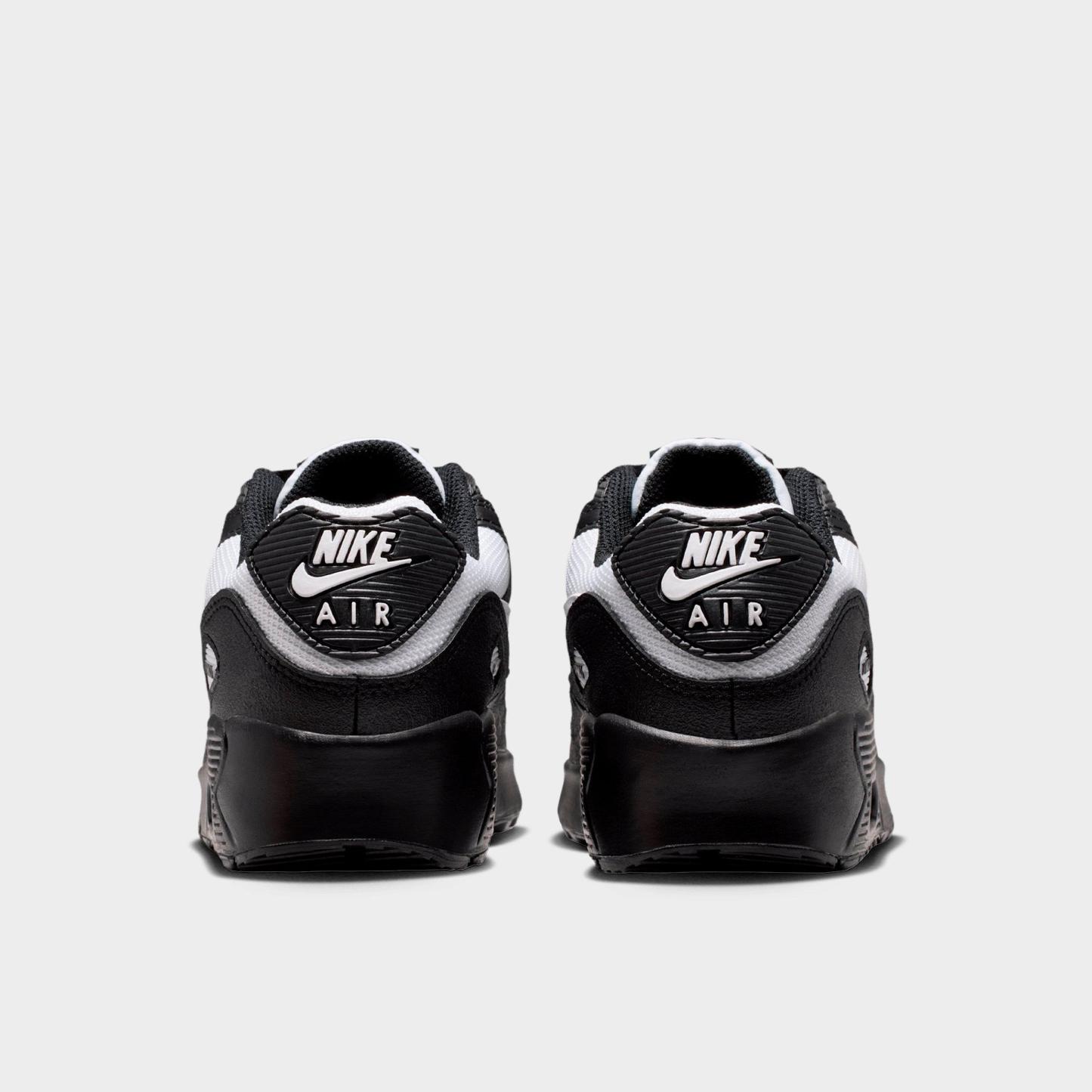 Big Kids' Nithtke Air Max 90 Casual Shoes - Black/White - Back view
