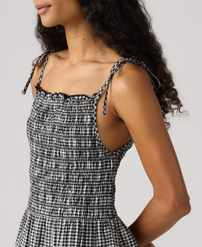 Levi's Premium Women's Monaco Square Neck Sundress - Springtime Dobby Gingham Black And White