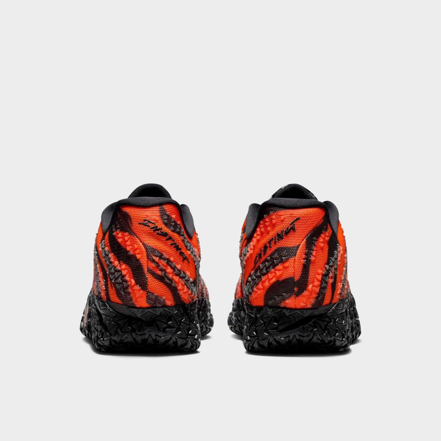 Men's Nithtke Ja 3 Basketball Shoes - Safety Orange/Black/University Red - Back view