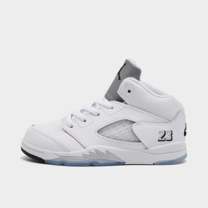 Kids' Toddler Air Jordan Retro 5 Basketball Shoes - White/Metallic Silver/Black - view 1