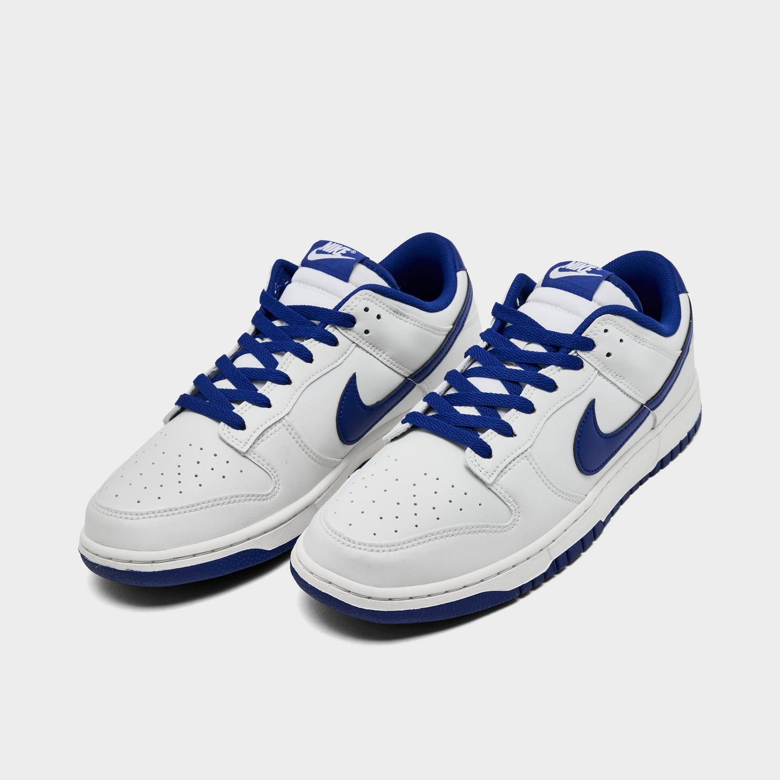 Men's Nike Dunk Low Retro Casual Shoes - Summit White/Summit White/Deep Royal Blue (HF5441-117)