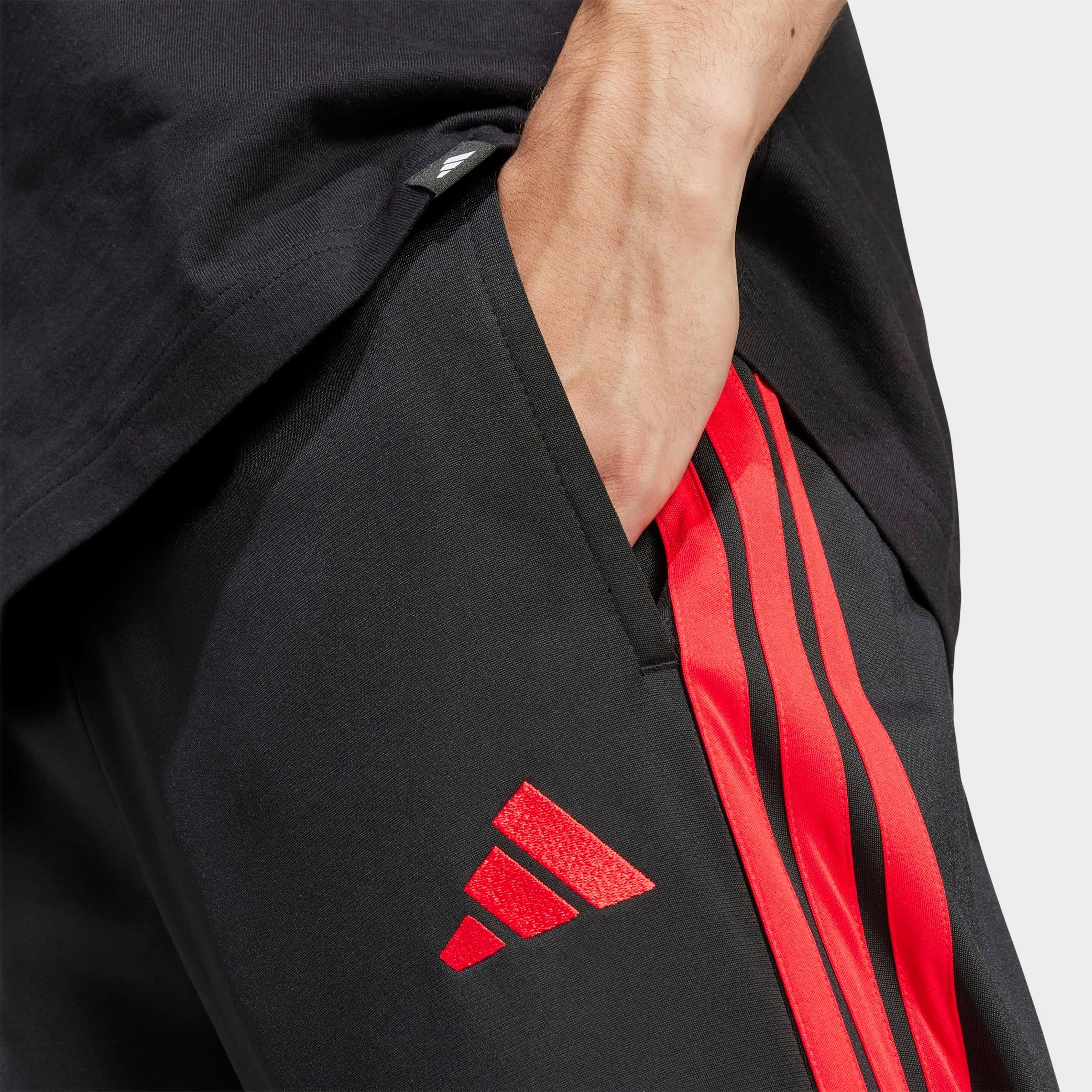 Men's adidas Dayready Open Hem Track Pants - Black/Pure Ruby