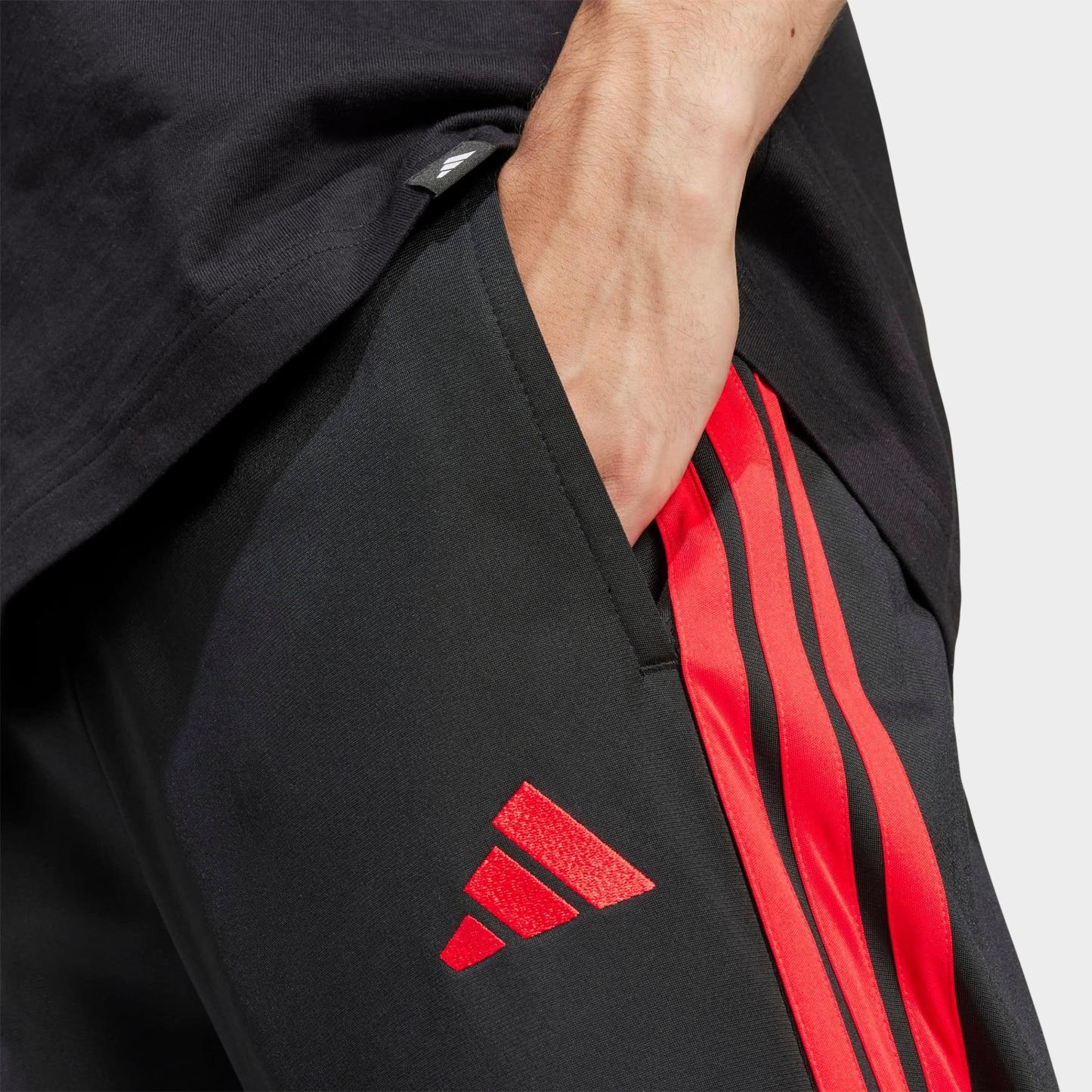 Men's adidas Dayready Open Hem Track Pants - Black/Pure Ruby