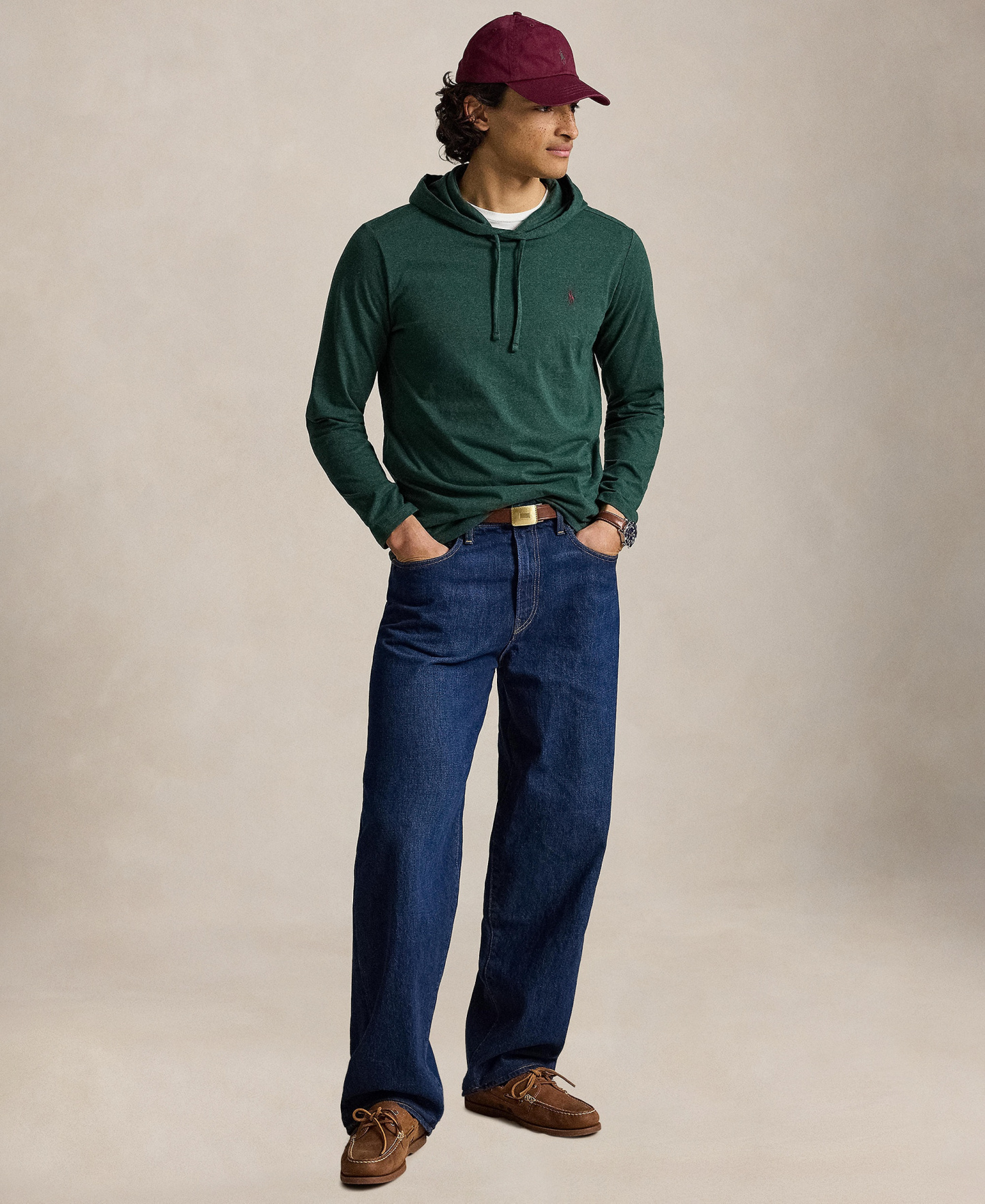 Polo Ralph Lauren Men's Hooded Jersey - Scotch Pine Heather/C3935