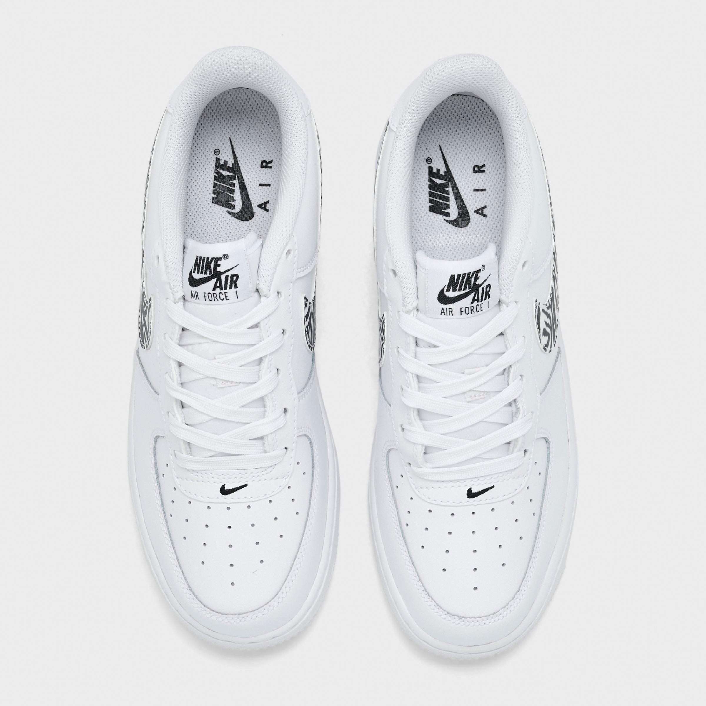 Big Kids' Nithtke Air Force 1 Low Casual Shoes - White/Black - Top view