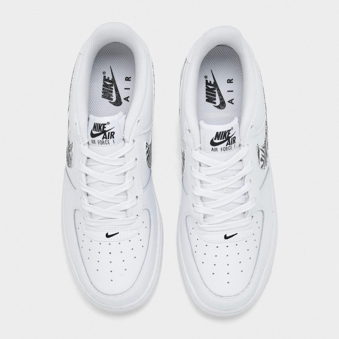 Big Kids' Nithtke Air Force 1 Low Casual Shoes - White/Black - Top view