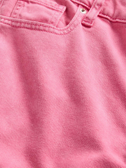 Mid Rise Denim Stripe Baggy Jeans - Sugar pink