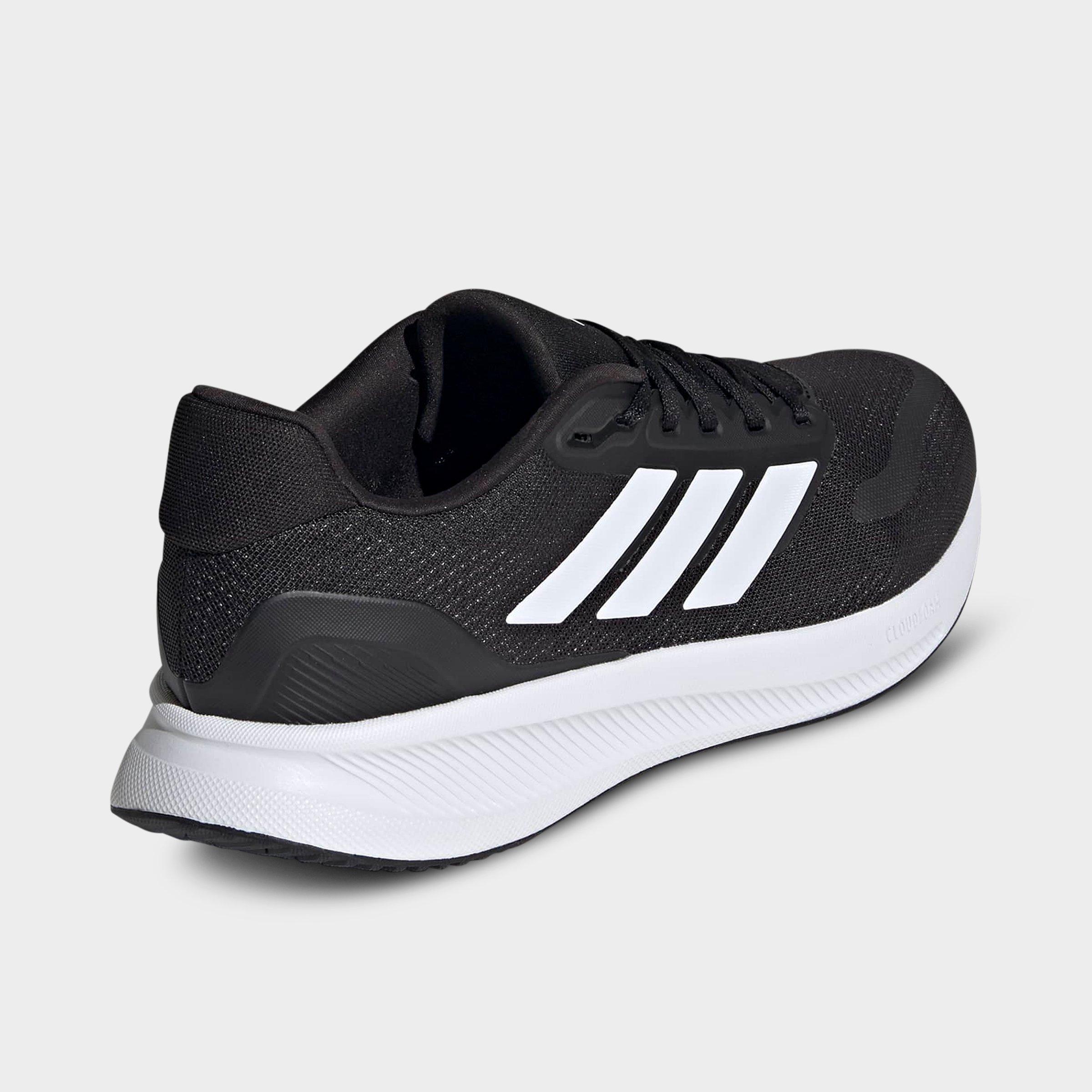 Men's adidas Runfalcon 5 Running Shoes (Wide Width) - Black/Cloud White/Black - Back view