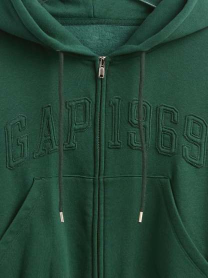 VintageSoft Wedge Zip Hoodie - Deep hunter green