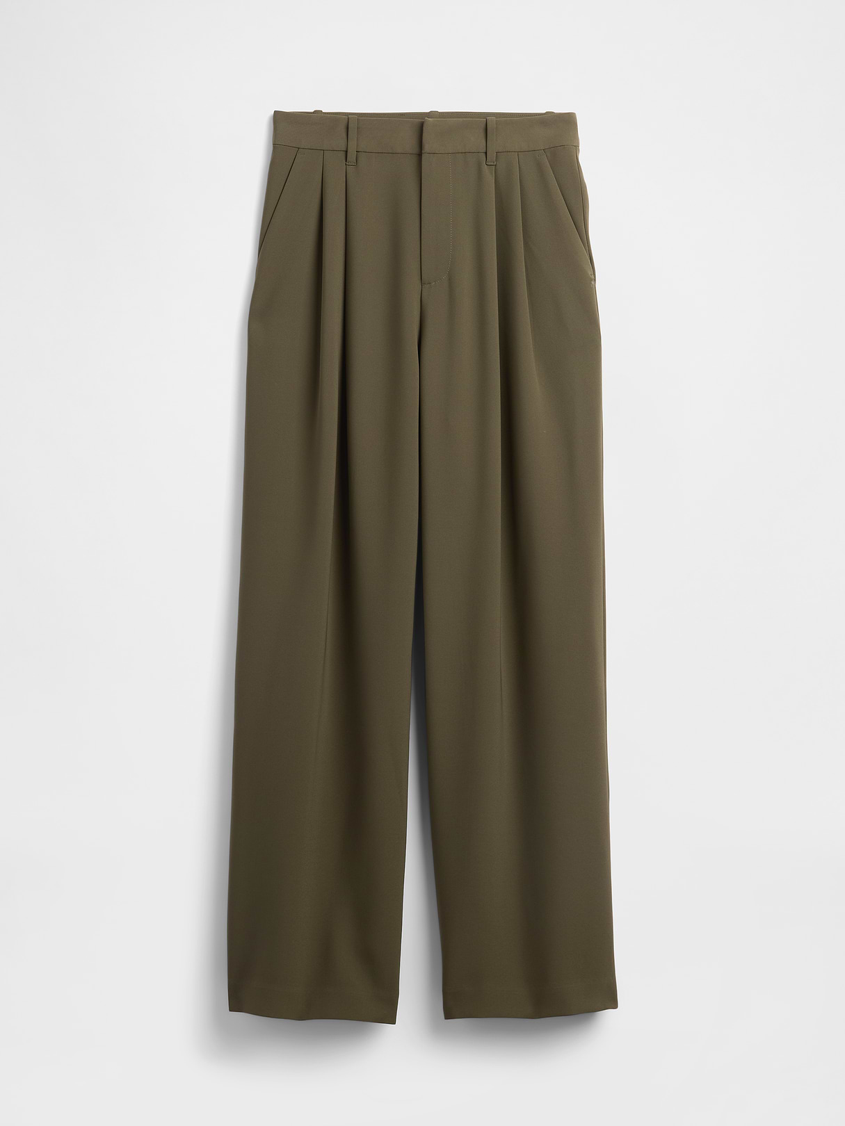 Curvy 365 High Rise Pleated Trousers - Black moss green