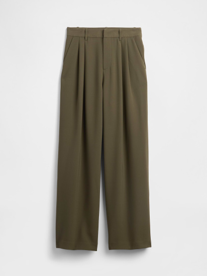 Curvy 365 High Rise Pleated Trousers - Black moss green