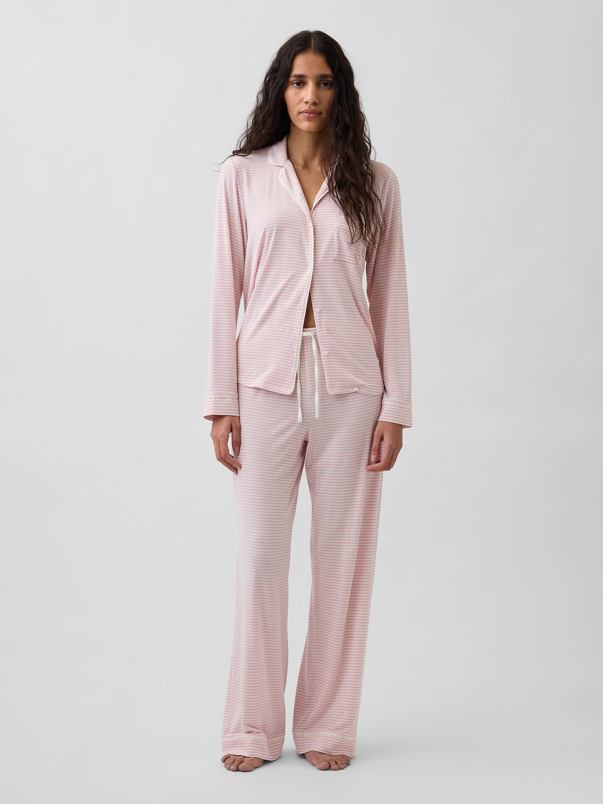 SoftMade Modal PJ Pants - Pink & white stripe