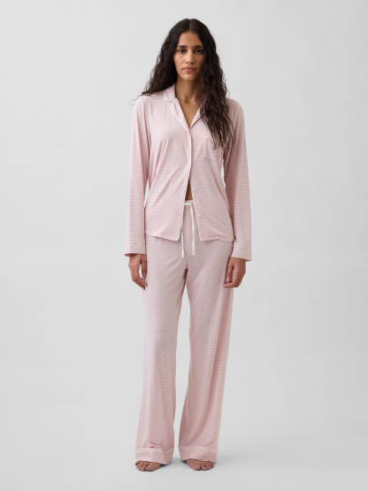 SoftMade Modal PJ Pants - Pink & white stripe
