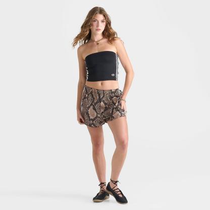 Women's adidas Originals Snake Print Satin Shorts - Linen/Magic Beige - view 2