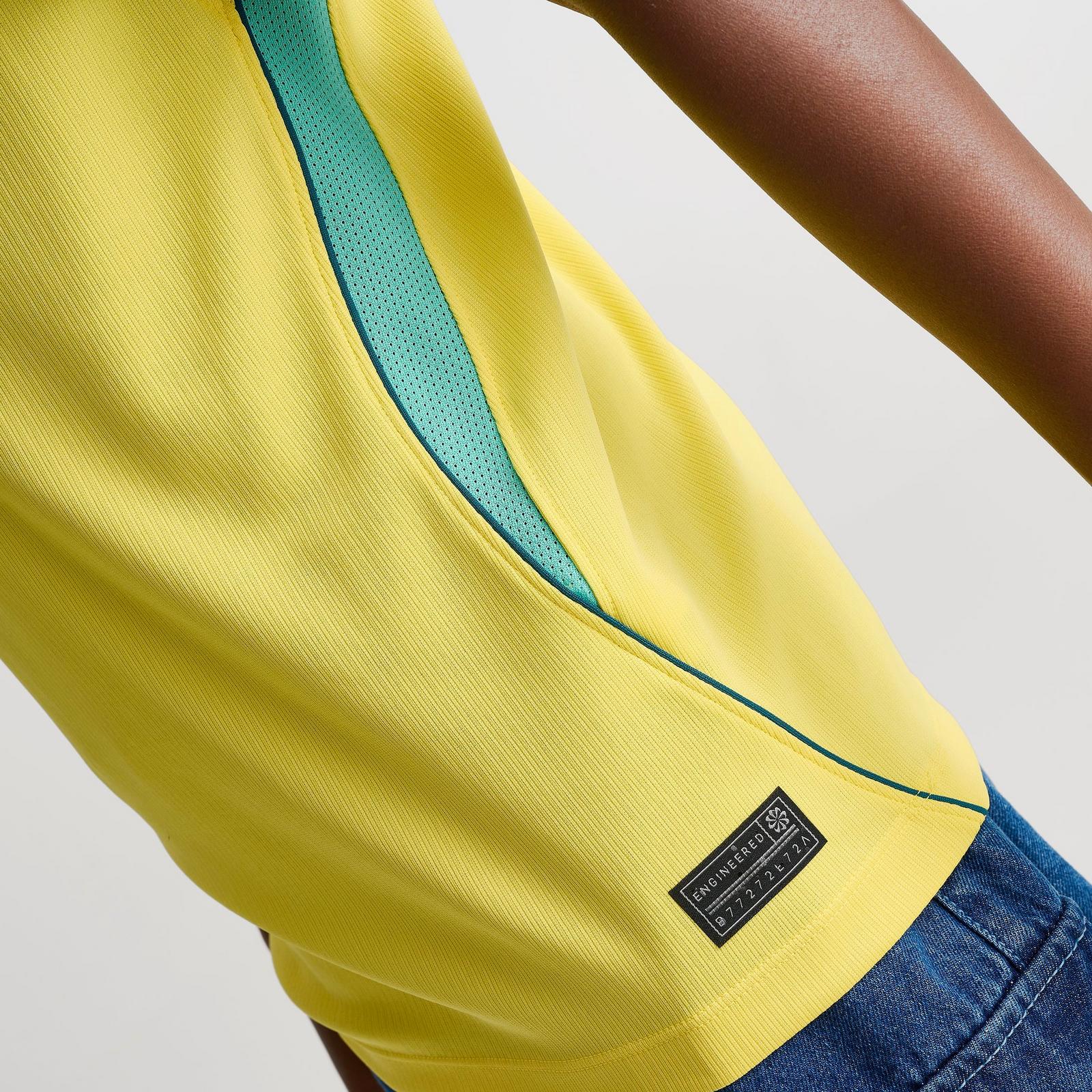 Big Kids' Nike Brazil 26 Stadium Home Dri-FIT Replica Soccer Jersey - Canary/Light Menta/Geode Teal