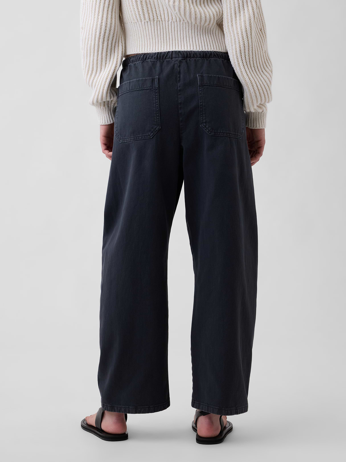 Easy Double-Knee Barrel Pants - Black
