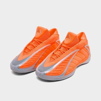 Men's adidas Anthony Edwards 2 Basketball Shoes - Lucid Orange/Silver Metallic/Grey - Both shoes facing left