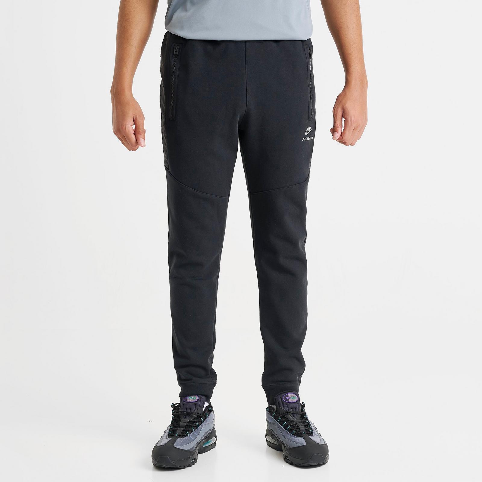 Men's Nike Sportswear Air Max French Terry Fleece Jogger Pants - Black/Black/White